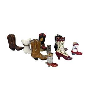 Holiday Western Miniature Cowboy Boots Decorative Individual Design  Set of 9